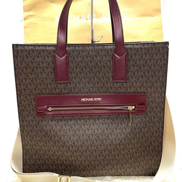 🎁🔥NWT! Michael Kors KENLY Large Travel Tote Handbag Merlot Msrp: $498.00 - Picture 1 of 7